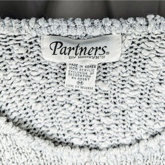 Partners Mervyn's Sweater women's medium gray knit Chunky cottagecore beaded - Picture 4 of 8